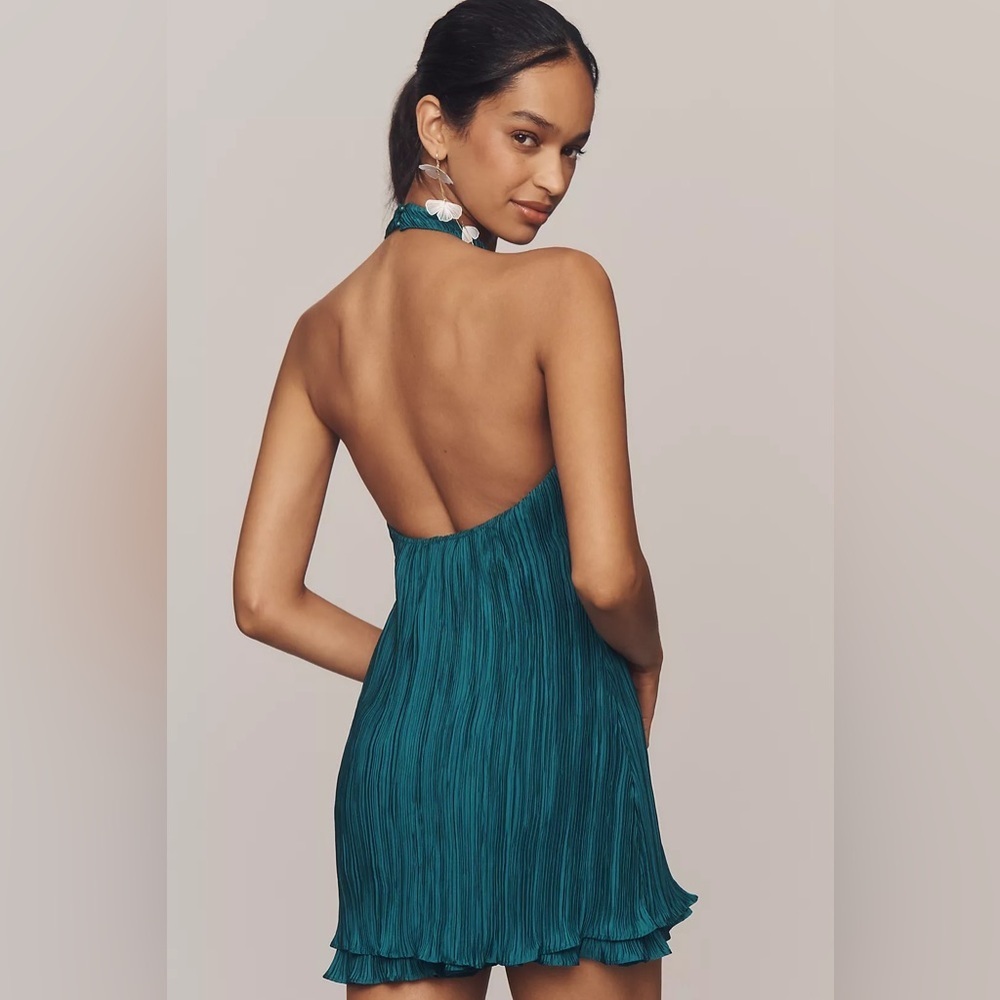 NWT Anthropologie Halter Plissé Romper Size 14